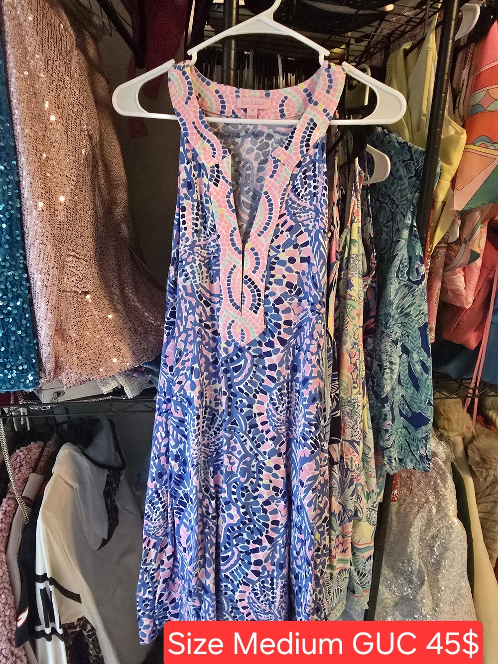 Lilly Pulitzer Pink & Blue Sleeveless Printed Mini Dress
